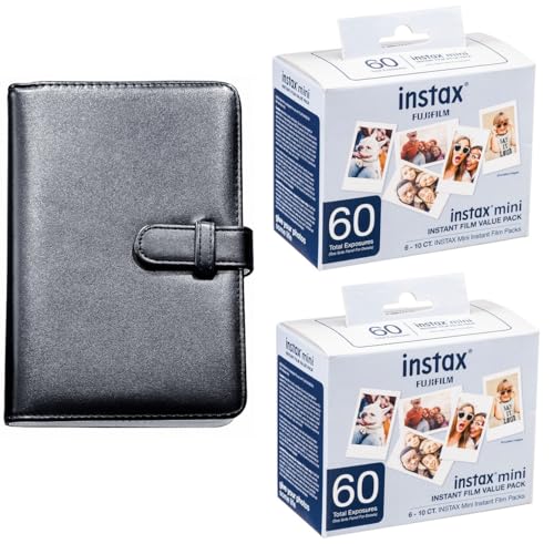 Papel fotográfico instantáneo FUJIFILM INSTAX MINI (2 paquetes de valor, 120 exposiciones) y álbum para fotos Pocket Mini Instax de 108 hojas miniatura 1