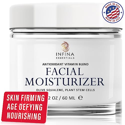 Infina Essentials Antioxidant Face Moisturizer - Anti-Aging Cream With Hyaluronic Acid, Vitamins A, C, E & Plant Stem Cells - Reduces Wrinkles - All Skin Types Including Dry, Sensitive - 2 Oz #TOP1