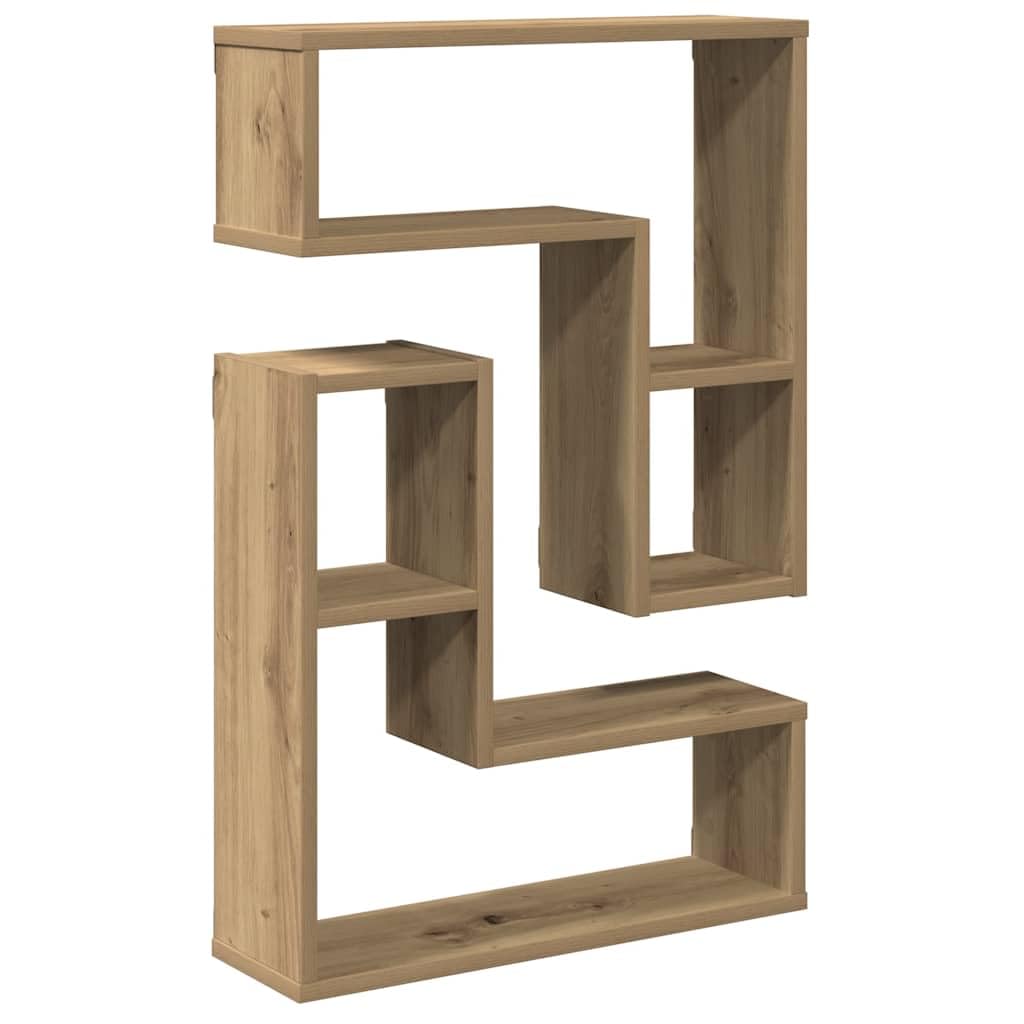 Generico Mensole Parete a Cubo 2 pz Artigianale 50x15x50 cm Truciolato,Marrone,7.5kg,856605