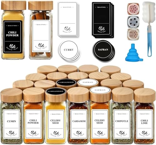 Pots à épices cylindriques pour organiser votre cuisine de chef | Danillous 24 pcs