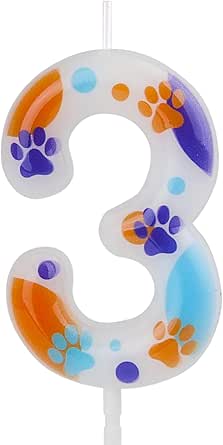 Paw Patrol Birthday Candle Number 2 Blue Dog Paw Birthday Candle - Paw Print Cake Topper For Dog Themed Parties 2nd Birthday Candles