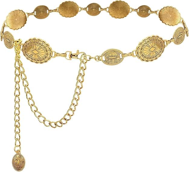 kankotiya Vintage Gold Coin Chain Waist Belt for Women – Boho Metal Link Belly Chain with Tassel Drop, Adjustable Fashion Waist Jewelry-picture-11