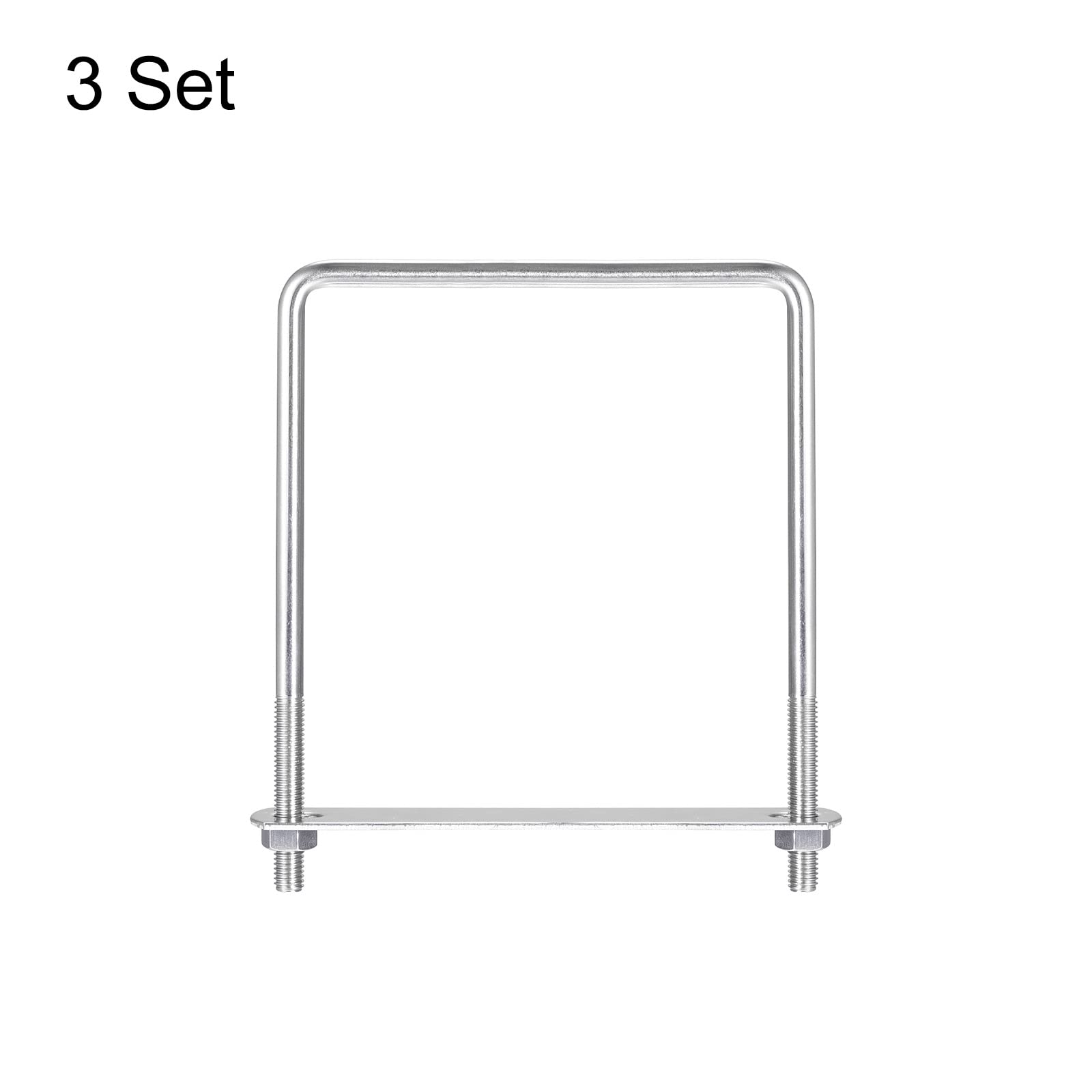 uxcell Bulloni a U quadrati, 3 set 123 mm larghezza interna 160 mm lunghezza M8 304 acciaio inossidabile U morsetto bullone con dadi e piastre, per rimorchio barca