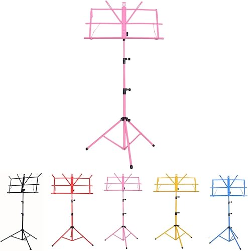 Generic Soporte de partitura plegable de altura ajustable, soporte de trípode colorido, soporte de música de metal con clip de hoja
