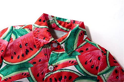 QZH.DUAO Little & Big Boy's Hawaiian Shirts Short Sleeve Fun Print Button Down Dress Shirt Tops for Kids, 9 Months - 15 Years3