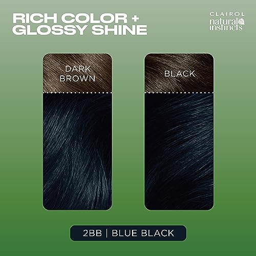 Image of Clairol Natural Instincts Demi-Permanent Hair Dye, 2BB Blue Black | Ammonia‑Free, Vegan Hair Color with Coconut Oil & Aloe Vera | Pack of 1
