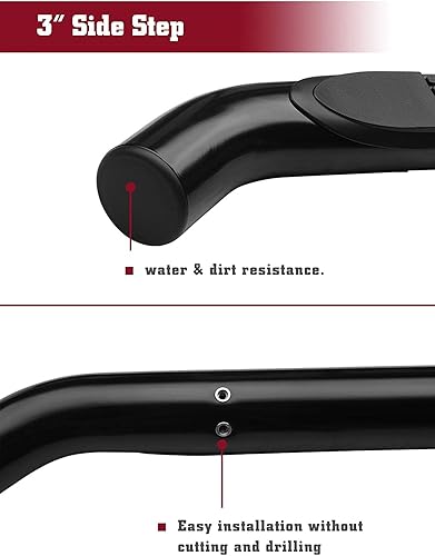 Miniatura 6 de TAC - Estribos laterales para Toyota Tacoma 2005-2023, camioneta de doble cabina de 3 pulgadas, barras laterales negras, barras Nerf, rieles de
