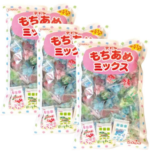 共親製菓 テトラもちあめミックス 500g×3個セット さくらんぼ シャンペンサイダー 青りんご 駄菓子 業務用 グミ ステッカーセット