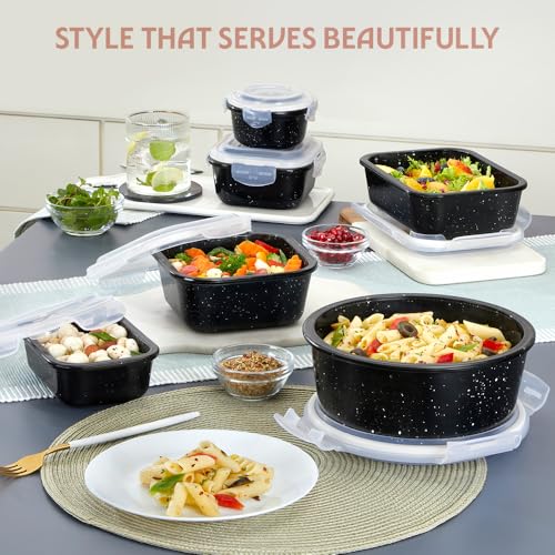 Image of Borosil 400 ml Pebble Black Food Storage Container with Air Tight Lid | Round Shape Borosilicate Glass Organiser | Microwave & Dishwasher Safe | For Fridge, Kitchen Storage