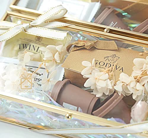 Engagement Glass Jewelry Box Organizer-Golden Square Vintage Handmade Ring Bearer Box For Wedding Decorative Home Decor #TOP2