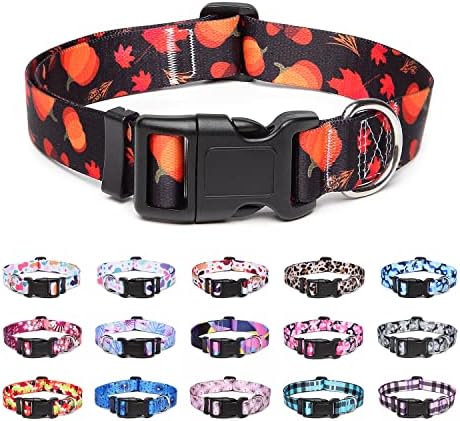 Suredoo Adjustable Nylon Dog Collar with Patterns, Soft Comfy Pet Collar for Small Medium Large Dogs (M, Bohemian Orange)