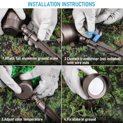 Image of LEONLITE 4-Pack RGBCW 12-24V Low Voltage LED Spotlight Oil Rubbed Bronze