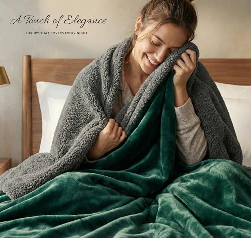 Image of VAS COLLECTIONS Premium Ultra-Soft Comforter | 350 GSM Cozy Single Bed Blanket 223x142 cm | Warm Winter Bedding for Bedroom, Soft & Plush Blanket 1100 g (Green & Grey)