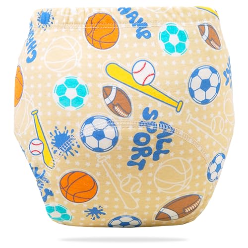 Image of Bembika Baby Training Pant Soft Cotton Reusable Potty Training Pants For Kids Leak-Resistant, Padded Underwear For Babies To Support Diaper Free Transition (L Size For 18-24 Months Baseball Theme)