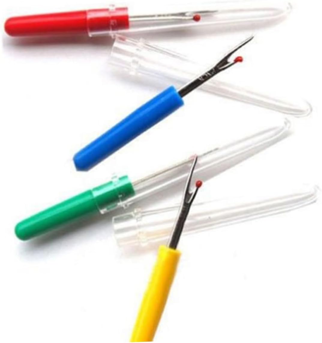 WEKAMOS 24pcs Sewing Thread Unpicker Plastic Handle Seam Ripper Cap for Ripping Out Stitches Without Damaging Random Color