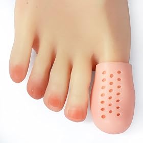 Hoogoo Big Toe Cap Support, Beige Breathable Toe Protector 10 Pack Toe Cover Sleeves with Holes, Protect Big Toe (Beige)