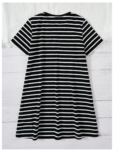 SHENHE Girl's Striped Graphic T Shirt Dress Short Sleeve Cute Rabbit Print Casual Dresses2