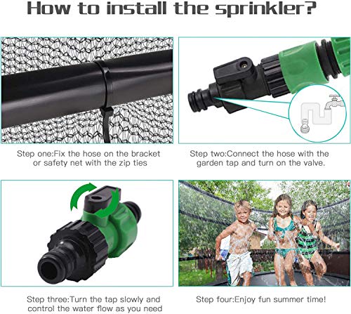 Trampoline Sprinkler,Outdoor Trampoline Waterpark Sprinkler Water Toys for Kids Backyard,Trampoline Accessories Sprinkler for Water Play,Games,and Summer Fun in Yards (49ft)