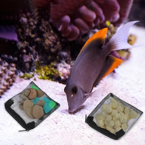 Image of Piriuuo 10 Pcs Aquarium Media Bags, 3.9 inch X 4 inch Filter Media Bag Small Media Bags for Aquarium Aquarium Filter Bags with Zipper Reusable Filter Bags for Fish Tank Activated Carbon (Black)