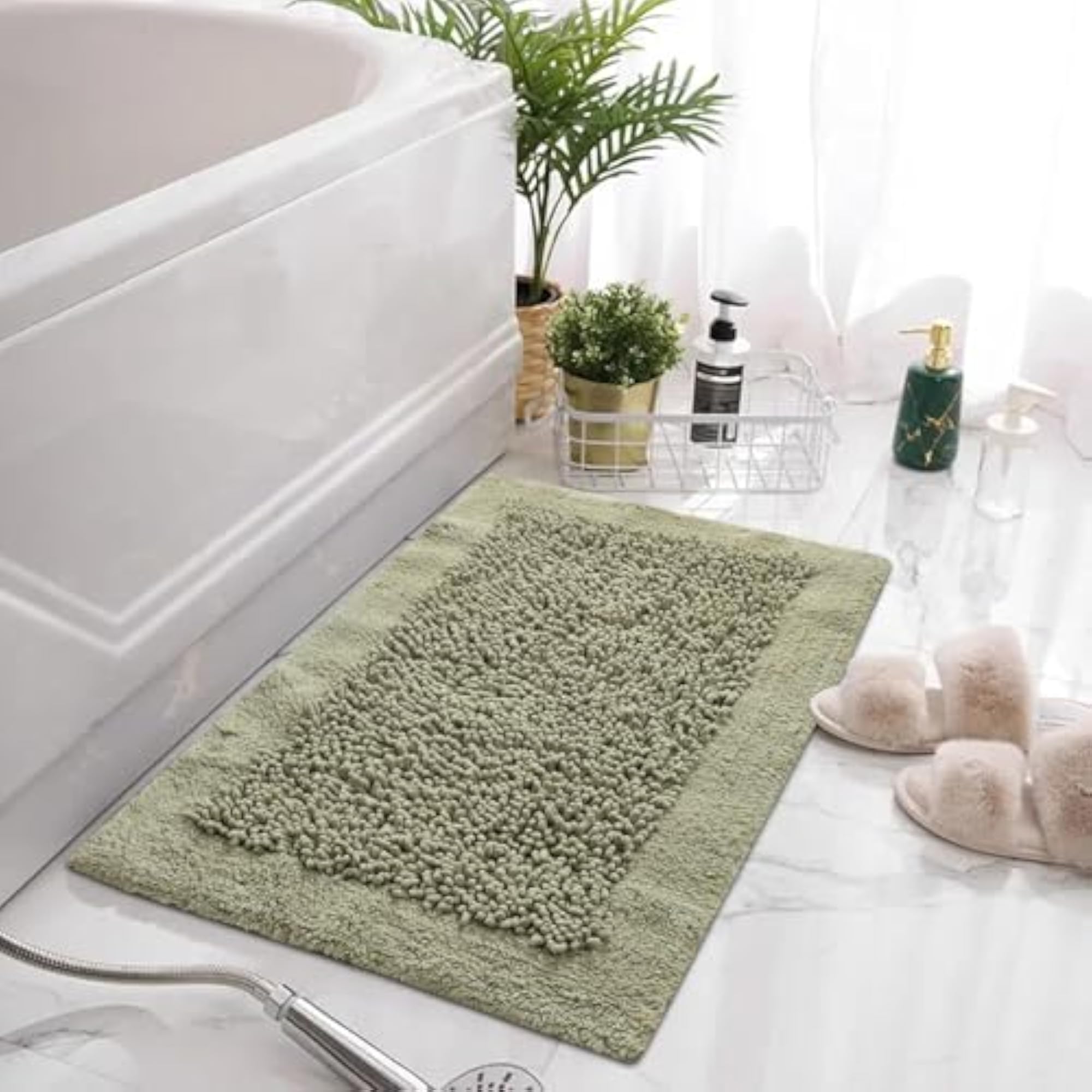 Sage Green 100% Cotton Bathmat, Ultra-Soft & Absorbent