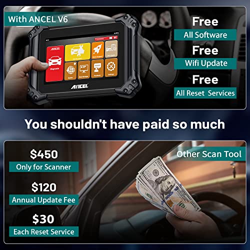 ANCEL V6 Bi Directional Scan Tool, 2023 Newest OBD2 Scanner Diagnostic Tool Key Fob Programmer, Automotriz Car Code Reader for All Vehicles, 15+ Service ABS Auto Bleed/TPMS/EPB/IMMO/DPF/SAS/Battery