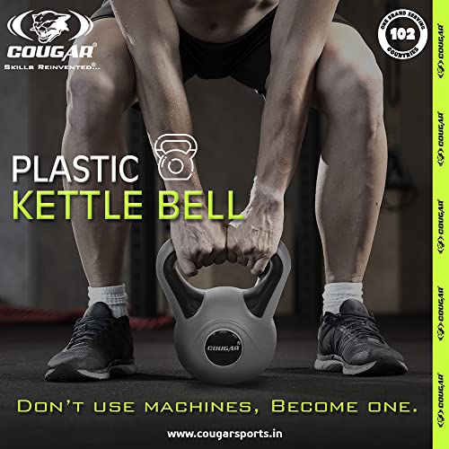 Cougar Plastic Kettlebell for Home Gym, Kettlebells for Strength Training, Fitness & Cardio Training (Grey-Orange 8Kg) 4