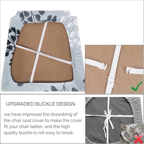 Image of SearchI Water Repellent Seat Covers for Dining Chairs, 4 Pack Jacquard Stretch Dining Room Chair Seat Covers, Kitchen Chair Seat Covers Protectors(Grey Foliage)