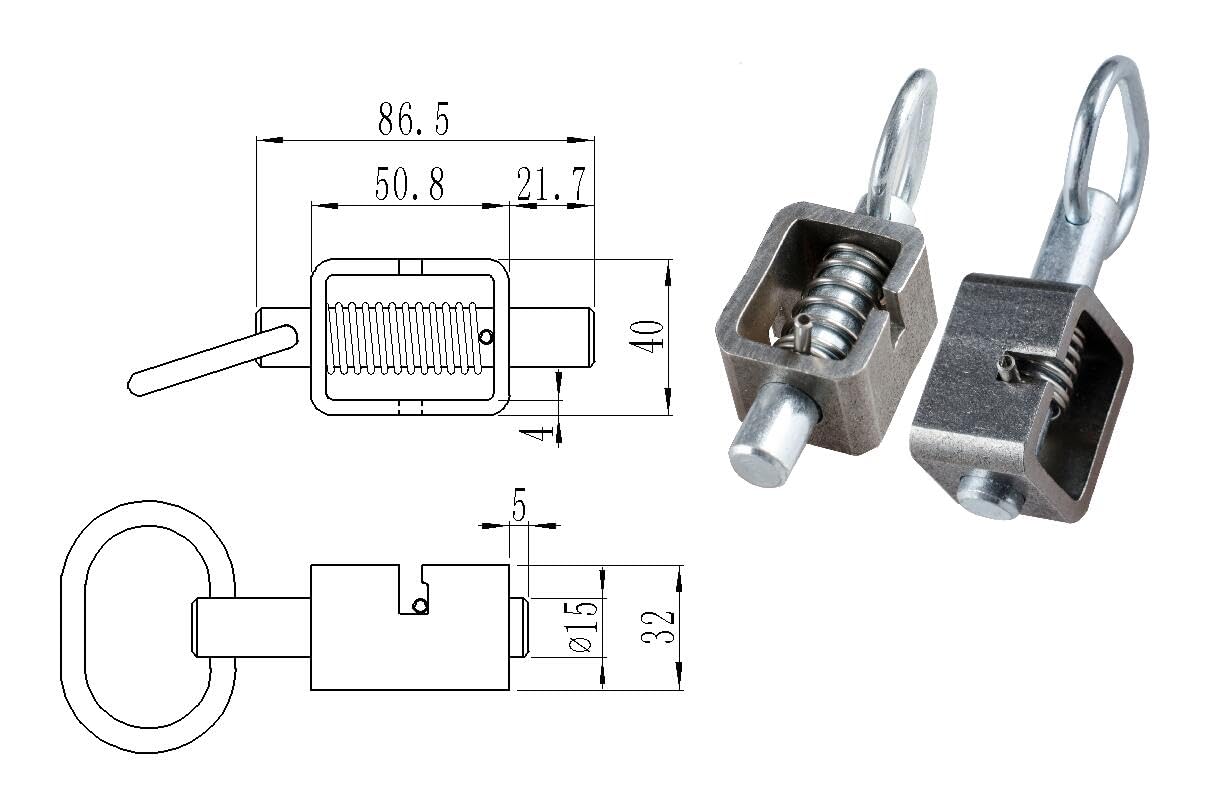Chiusura per cancello del rimorchio, chiusura a molla, montaggio a molla da 5/8" con tubo normale (confezione da 2)