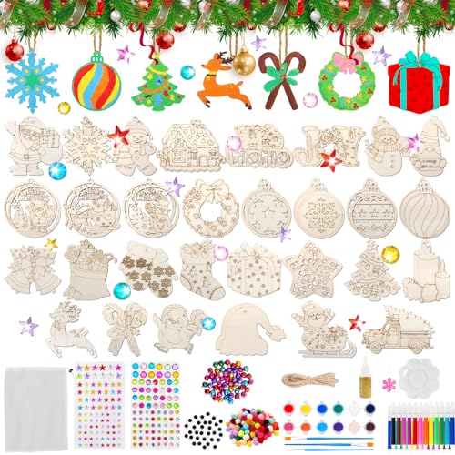 Rosedreamer 295 Stück Holzanhänger Weihnachten Zum Bemalen...