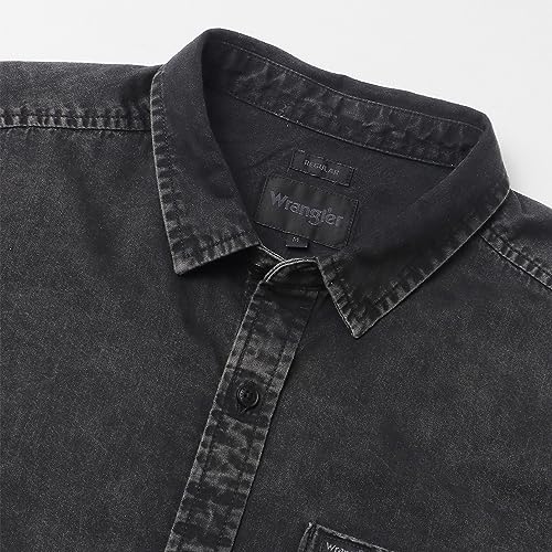 Image of Wrangler Men's Solid Black Denim Shirt (Regular)
