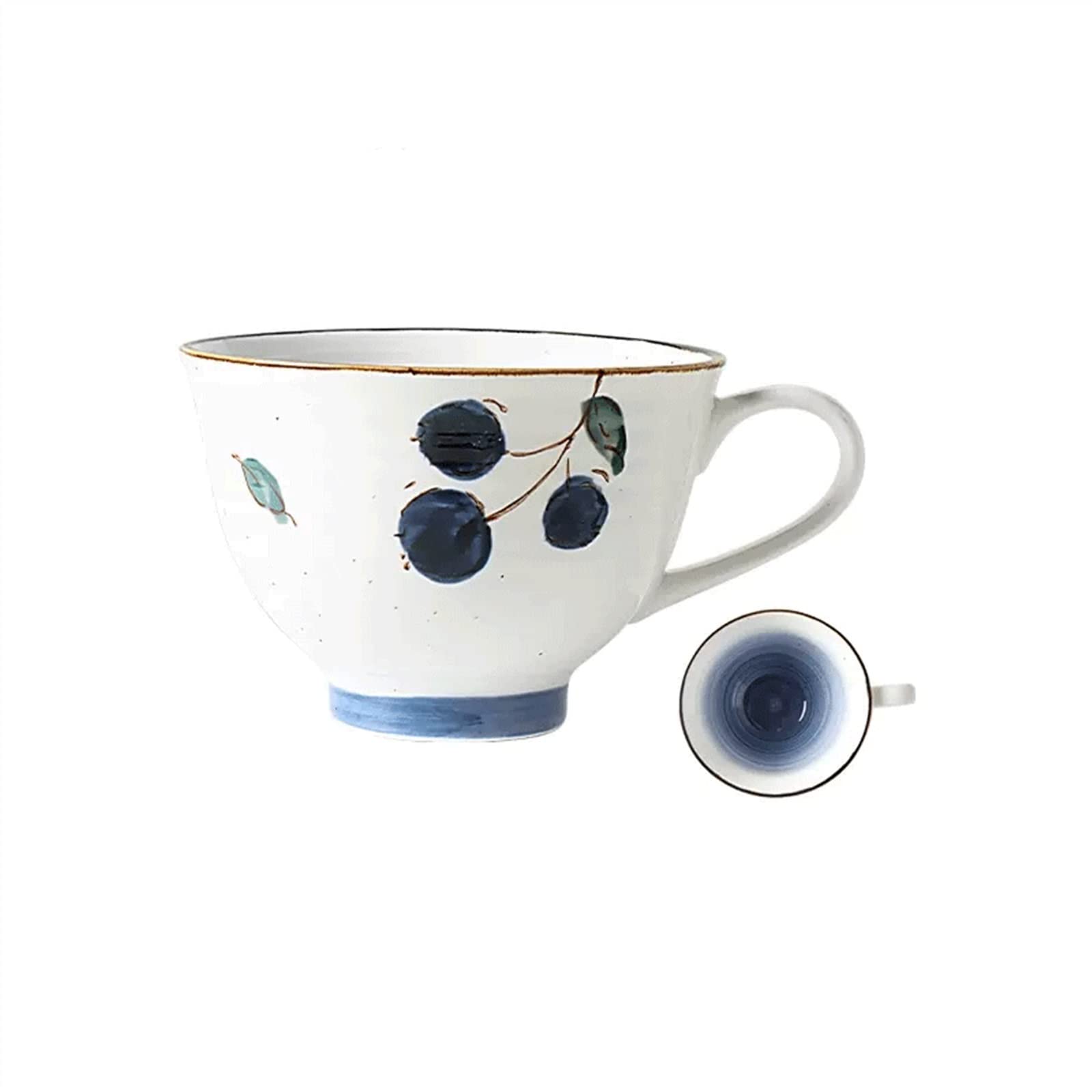 Kaffeetassen, Kaffeebecher, 350 ml, Keramik, Wasserbecher, for Zuhause, Frühstück, Haferflocken, mehrfarbig(Blue)