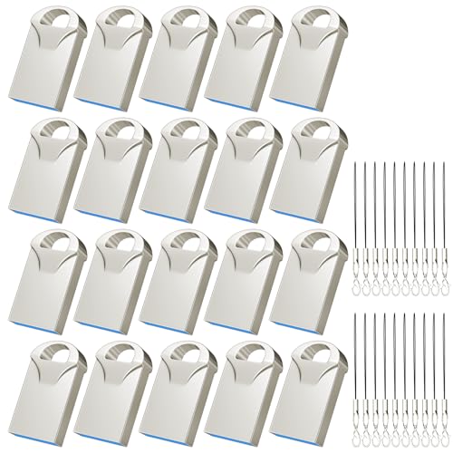 Image of EASTBULL Mini Metal Flash Drive Bulk 4GB Small USB 20 Pack with Lanyards USB 2.0 Thumb Drive Bulk Jump Drive Pen Drive Memory Stick for Storage and Backup 4GB 20 Pack, Metal