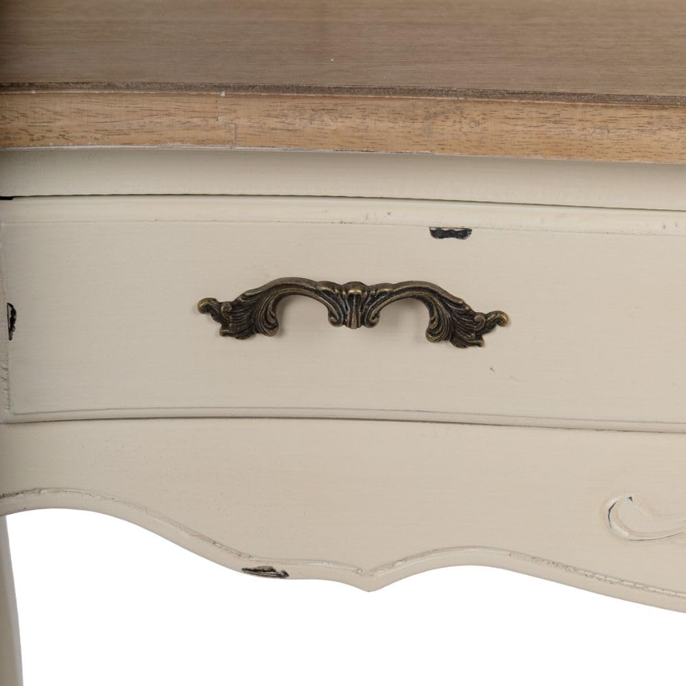 Romantischer Schreibtisch Versailles 90cm antik-Weiss braun Sekretär Shabby-Chic Schubladen Bicolor