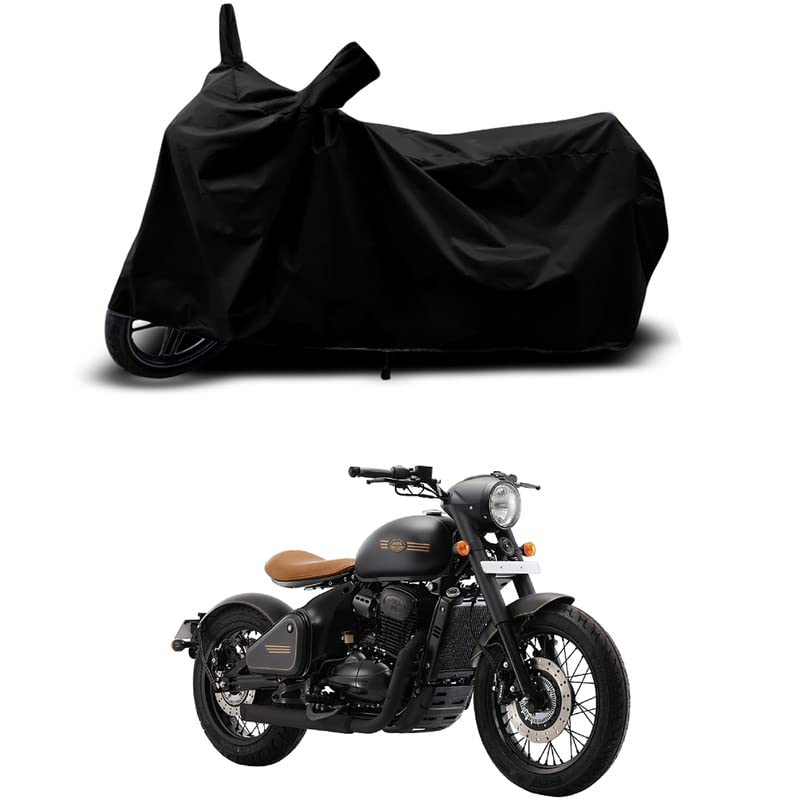 Image of 100% Scratchproof /UV-Rays /Heat Protection /Birds Dropping /Water Resistant /Dust Proof /Waterproof /Full Bike Scooty Two Wheeler Body Cover Compatible for Jawa Perak All Varients[Black]
