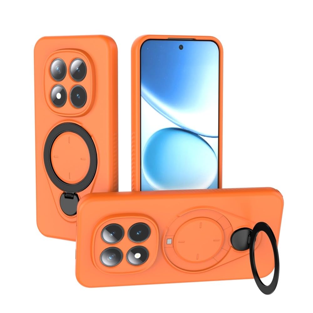 Generic etui kompatybilne z Xiaomi Redmi Note 15 5G (kolor: pomarańczowy) obudowa obrotowa metalowy pierścień stojak silikonowa osłona