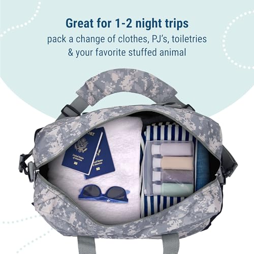 Image of Wildkin Kids Overnighter Duffel Bag - Carry-On Size, Ideal for School & Sleepovers - Digital Camo