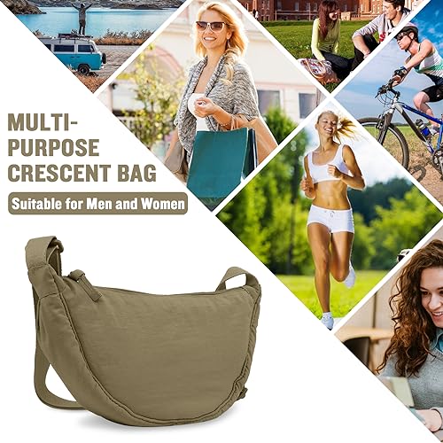 Image of Nylon Crescent Crossbody Bag for Women Purses Trendy Men,Small Travel Sling Bag Hobo