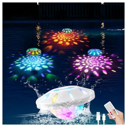 BOXPSII Rechargeable Floating Pool Lights, Pool Lights with 6 Dynamic Lighting, IP68 Waterproof Pool Light RGB Upper and Lower Color Changing LED Pool Light for Pools, Party, Fountains 1PACK