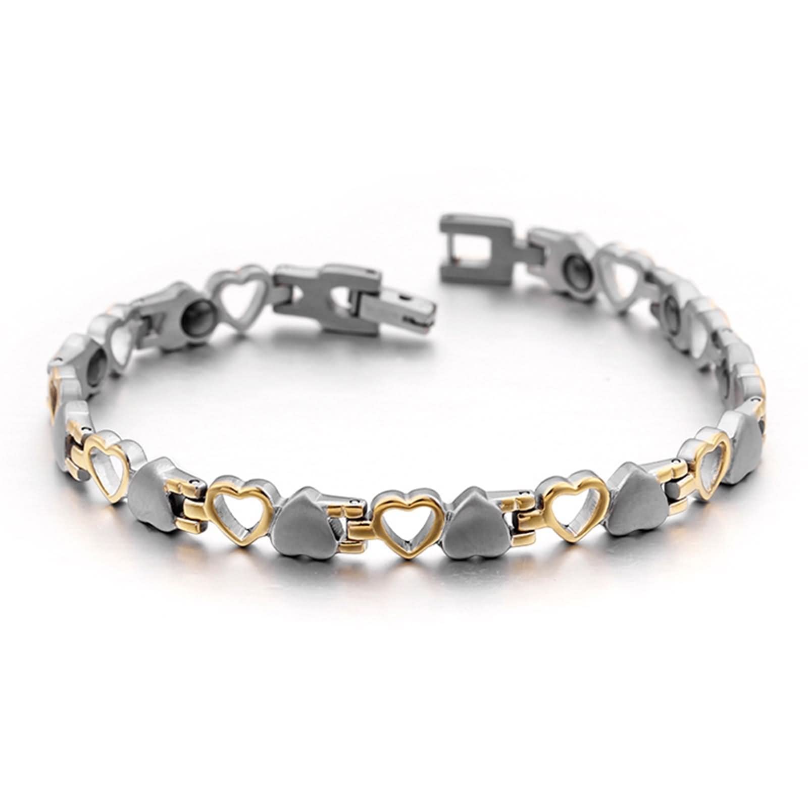 Pulseras Acero Inoxidable Hombre, Brazalete Joya Hombre Pulsera Amor Imán Plata Oro B 205X7mm para Aniversario