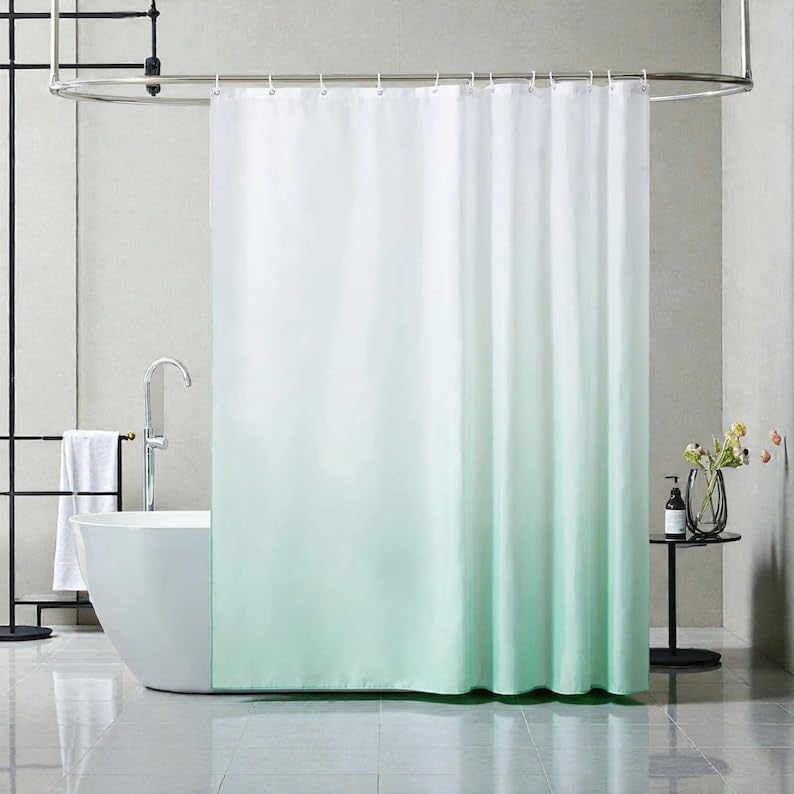Rideau de douche ombré vert anti-moisissure pour supprimer les projections d'eau