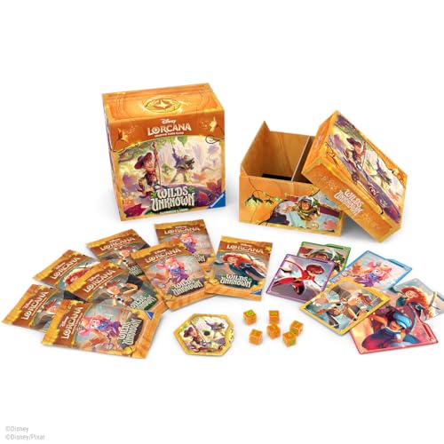 Ravensburger Disney Lorcana TCG: Wilds Unknown Illumineers Trove for Ages 8 and Up - Secure Card Storage - Includes 8 Booster Packs Damage Counter Dice Card Dividers - Original Disney Artwork