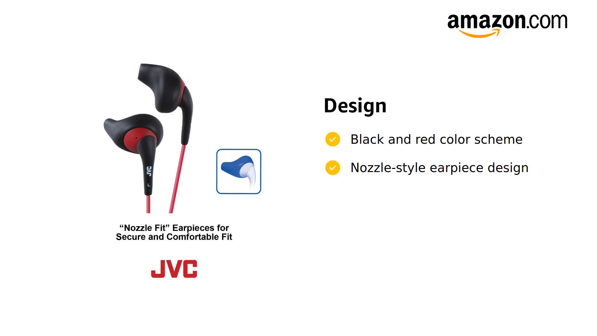 Amazon.com: JVC Black and Red Nozzel Secure Comfort Fit Sweat