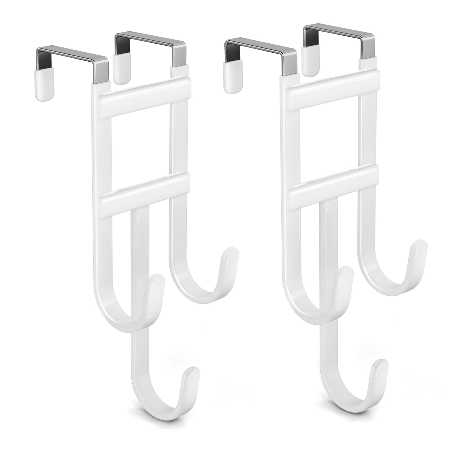 Photo 1 of 2 Packs Over-the-Door Hooks, Fits 1 1/2 Inch Interior Doors, No Installation Required, 100 Lb Heavy Duty with Rubber Anti-Scratch, Space-Saving Hangers for Bathroom, Bedroom, Kitchen, Office, White