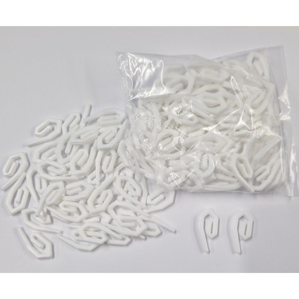 Just Pudding Basins White Plastic Curtain Hooks For Pencil Pleat Heading Tape, Strong Nylon Gliders For Caravan Window Drapes And Home Rails, Replacement Drapery Runners, Pack Of 120