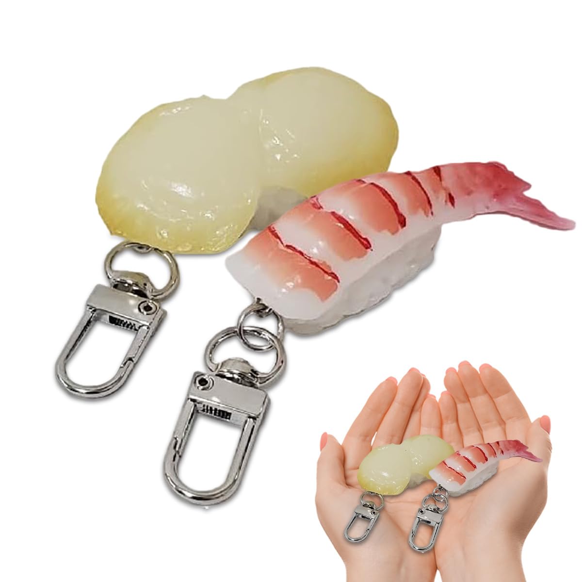 MMmall Japanese Souvenir Keychain, Sushi, Food Sample Set of 2, Pretty Shrimp & Scallop : Clothing, Shoes & Jewelry