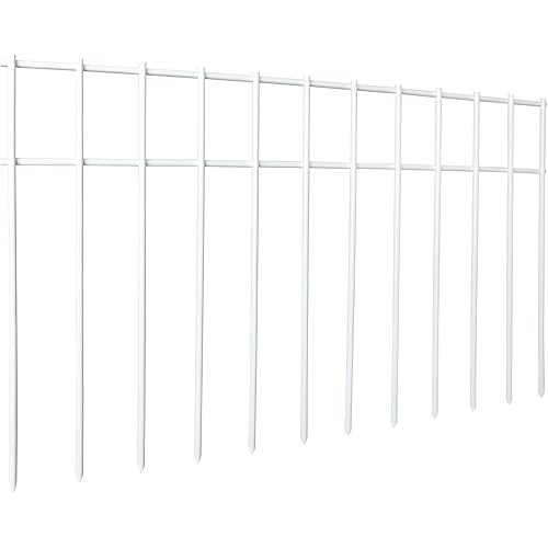 Adavin White Animal Barrier Fence, 20Pack 20in(L) X12in(H) Galvanized Steel Stakes 1.6in Spike Spacing No Dig Fence for Dogs, Outdoor pet Fence Rabbit Fence Protector for Yard Patio.Total 33.5Ft(L)
