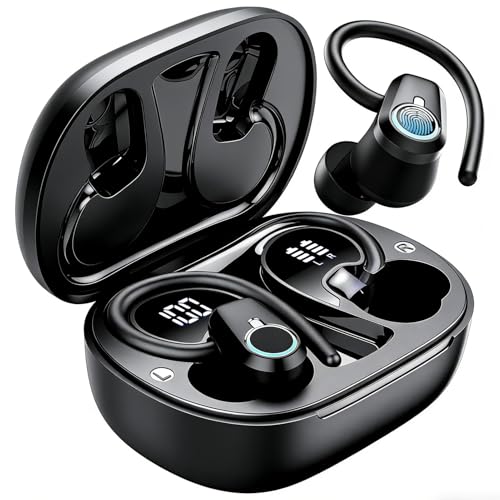 Synclum Écouteurs Bluetooth Sport sans Fil 5.3 Intra-Auriculaires avec Réduction de Bruit CVC 8.0, Autonomie 50 Heures, IPX7 Étanches, USB-C, Affichage LED,...