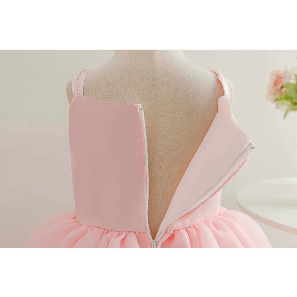 SYJYM Vestidos Casuales con Lazo 3D para niñas, tutú con Tirantes, Vestido de Fiesta Infantil, Rosa y Blanco, Vestidos de Princesa para niñas de 1 a 7 años