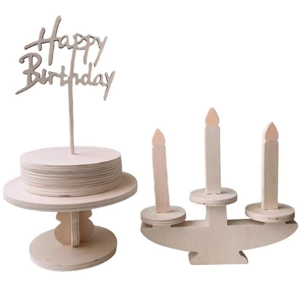 Plateau à gâteau d'anniversaire en bois pour table champêtre