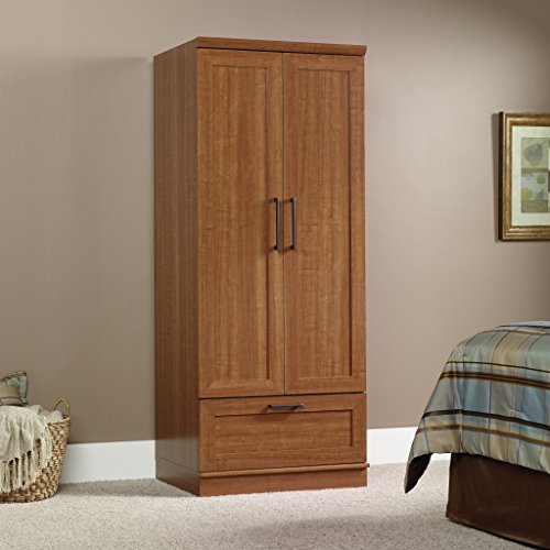 Image of Sauder 411802 HomePlus Wardrobe /Storage Cabinet, L: 28.98 inch x W: 20.95 inch x H: 71.18 inch, Sienna Oak finish